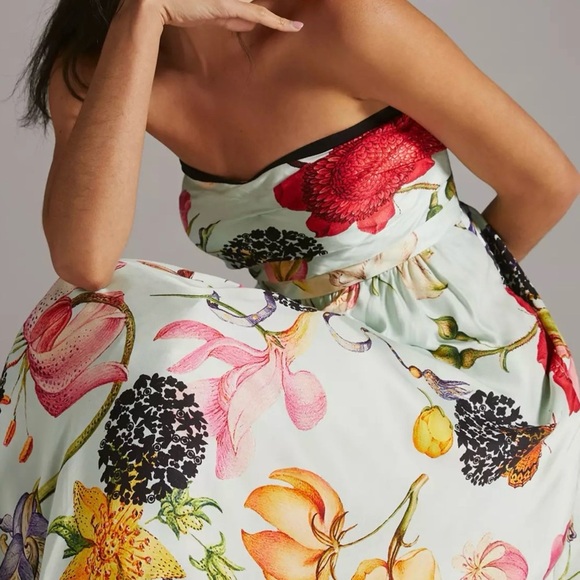 Anthropologie Geisha Designs Strapless Floral Maxi Dress Size 2 - Picture 3 of 16